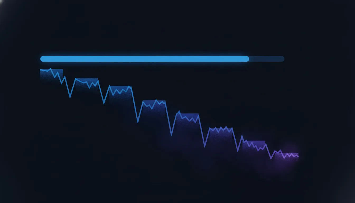 a benchmark score staying steady while a live production trace line drops after launch