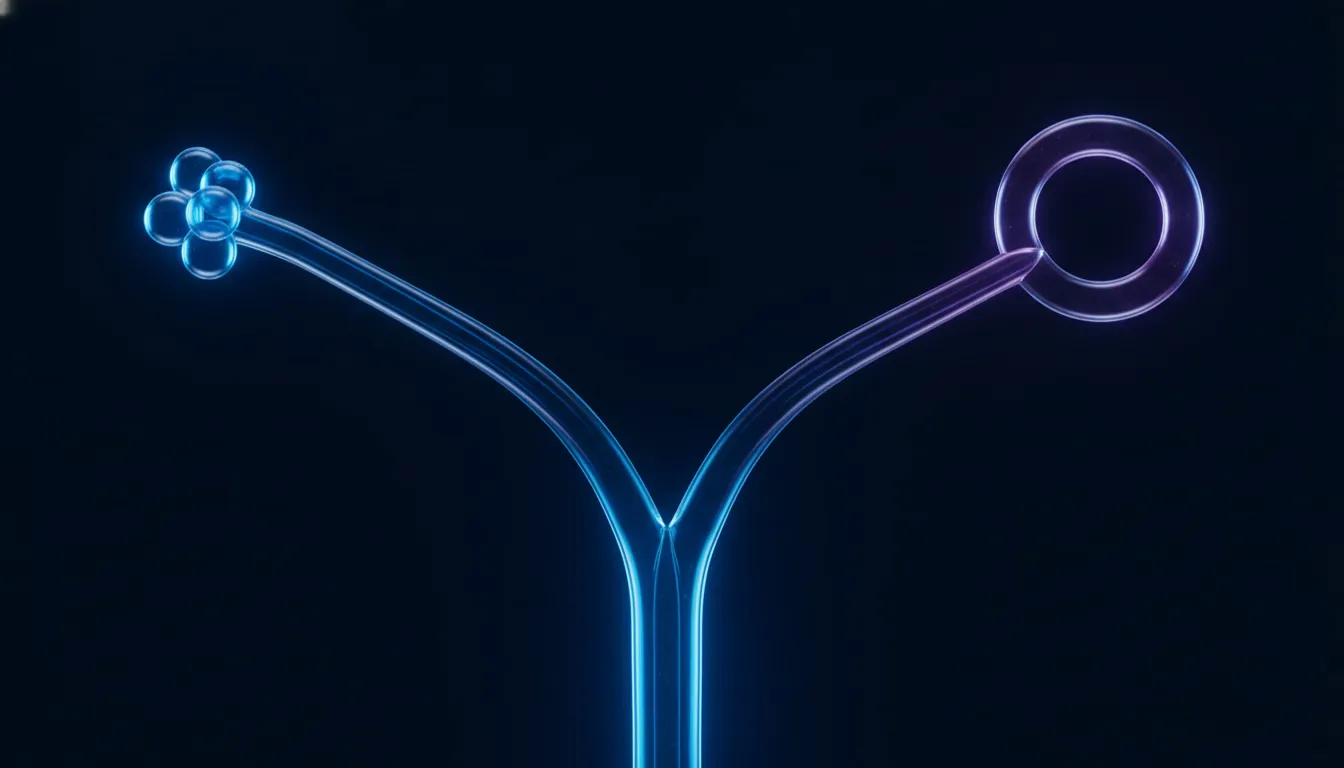 crewai vs autogen decision, two diverging paths, one toward a scoped memory branch and one toward a telemetry stream